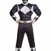 Fun.com Power Rangers Black Adult Muscle Ranger Costume