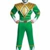 Fun.com Power Rangers Green Ranger Adult Costume Cosplay, Halloween Costumes