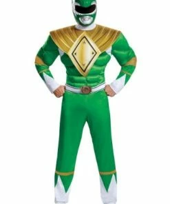 Fun.com Power Rangers Green Ranger Adult Costume Cosplay, Halloween Costumes