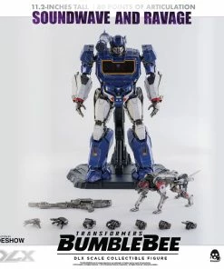 Soundwave & Ravage Collectible Figure By Threezero DLX Scale - Die-Cast Metal - Bumblebee Movie Transformers