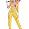 DC Comics Costumes Cosplay, Halloween Costumes Women's Harley Quinn Gold Overalls Costume
